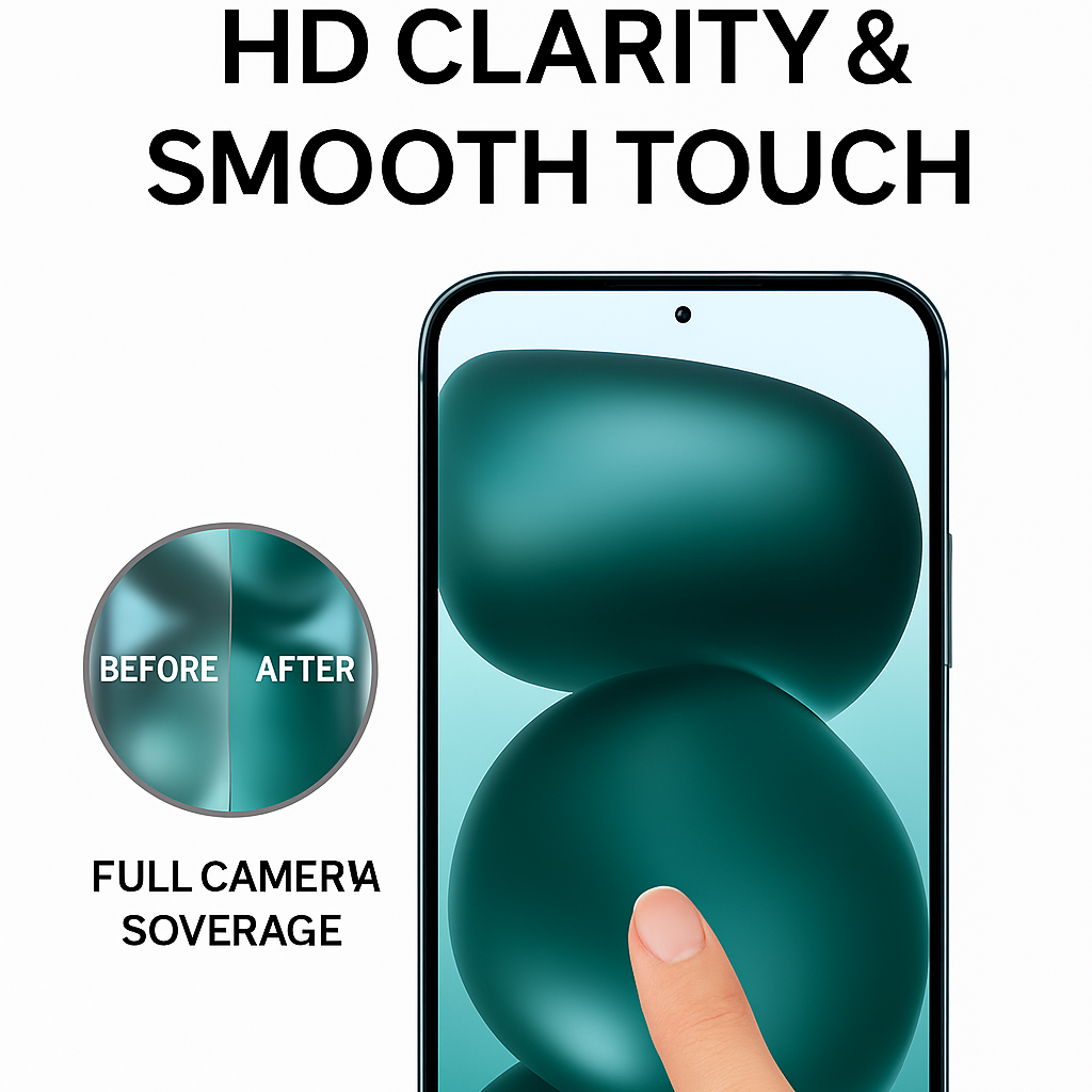 ECOVERA iPhone 15 Full Series Screen & Camera Lens Protector Set (3-Pack,Tempered Glass)