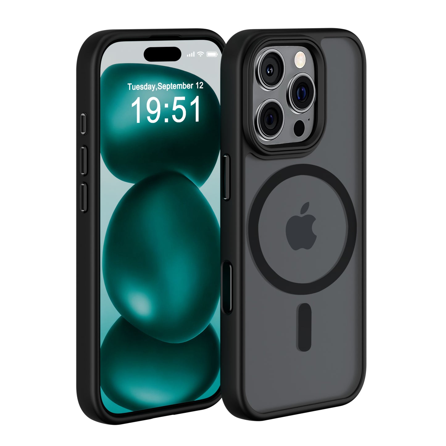 ECOVERA Magnetic Case For iPhone 16 Series– Black With Free Tempered Glass Screen  Protectors