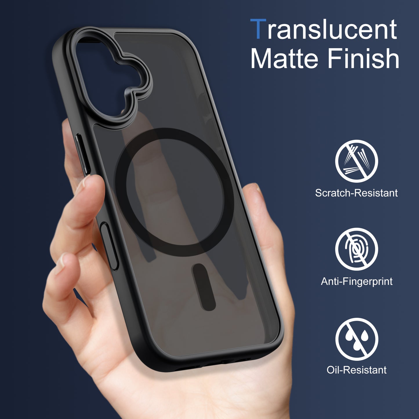 ECOVERA Magnetic Case For iPhone 16 Series– Black With Free Tempered Glass Screen  Protectors
