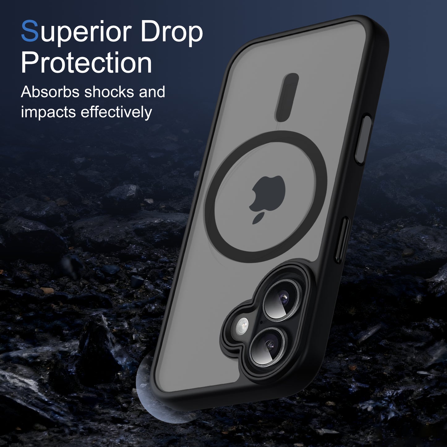 ECOVERA Magnetic Case For iPhone 16 Series– Black With Free Tempered Glass Screen  Protectors