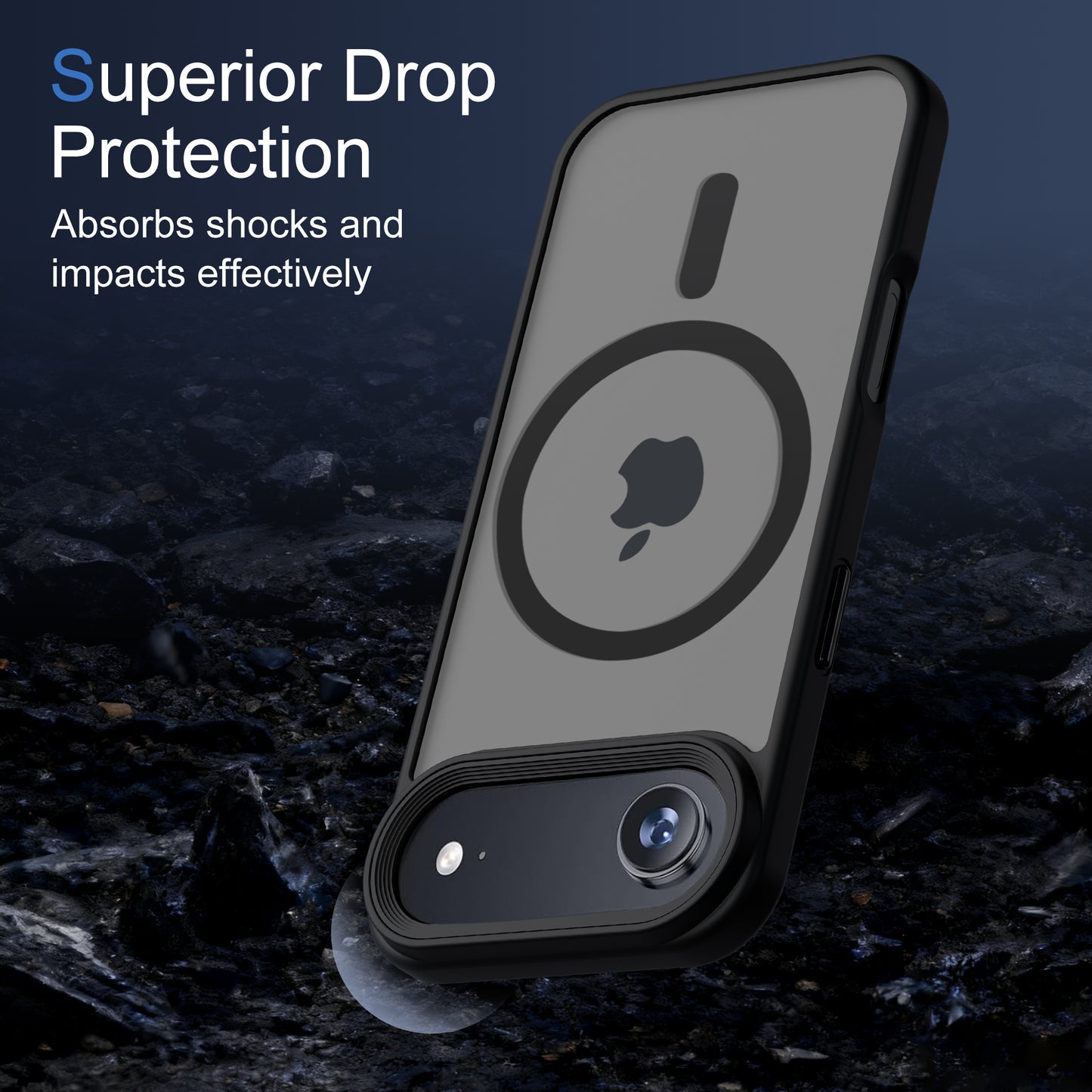 ECOVERA Magnetic Case For iPhone 17 Series– Black With Free Tempered Glass Screen  Protectors