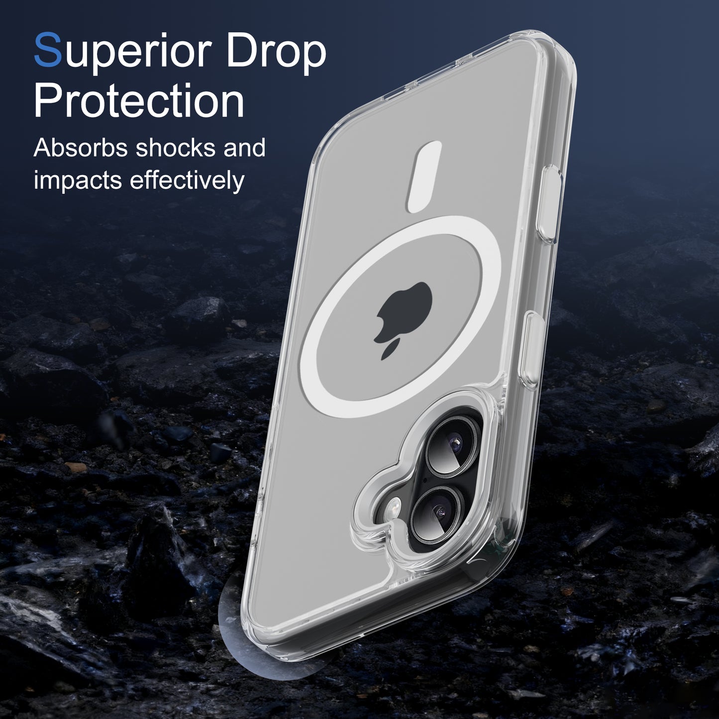 ECOVERA Magnetic Case For iPhone 16 Series– Clear With Free Tempered Glass Screen  Protectors