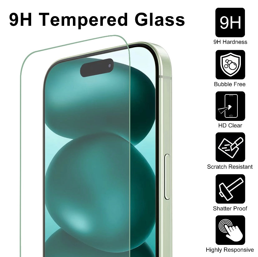 ECOVERA iPhone 15 Full Series Screen & Camera Lens Protector Set (3-Pack,Tempered Glass)